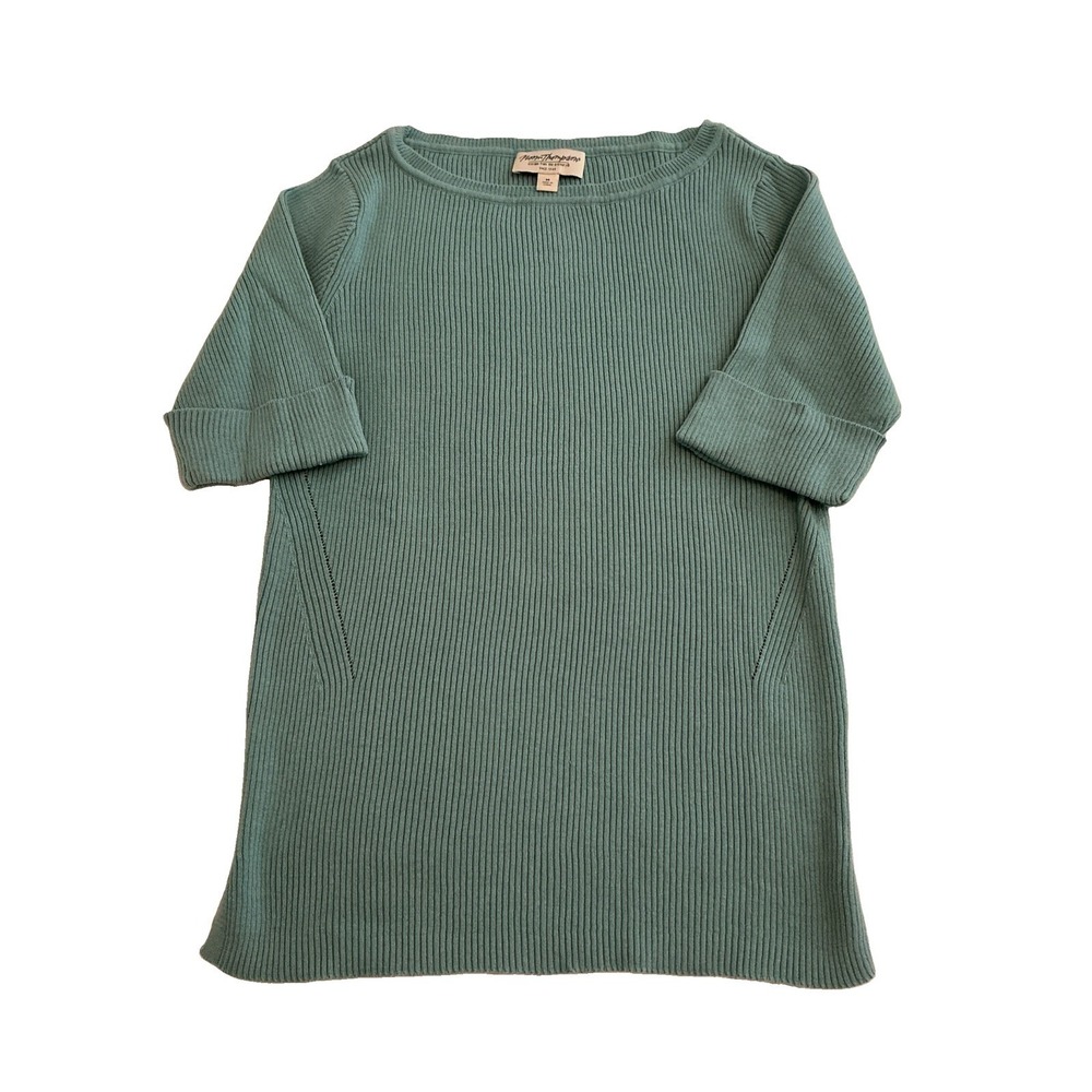 Norm Thompson Women's Sweater Mineral Blue Size Medium Cotton New Opened Package